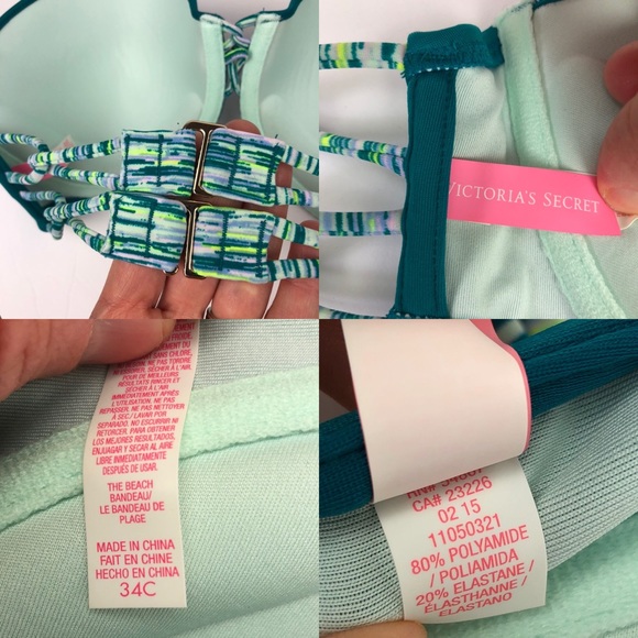 Victoria's Secret The Beach Bandeau Teal 34C - Picture 7 of 8